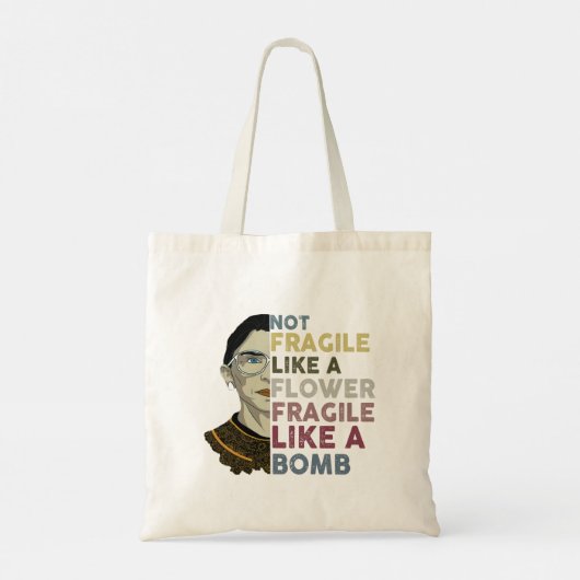 RBG/Frida Kahlo mashup - Fragile like a Bomb Tote Bag (Achterkant)