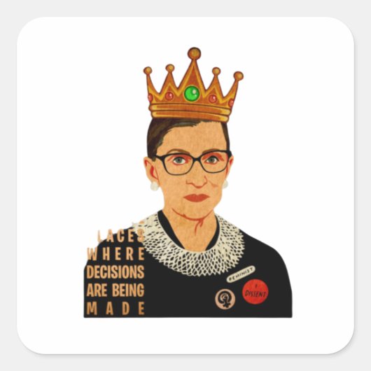 RBG I dissident Ruth Bader Ginsburg Vierkante Sticker (Voorkant)