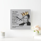 RBG, Quote lezen, grijs Vierkante Klok (Huis)