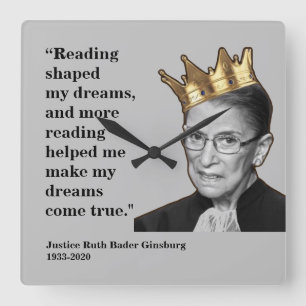 RBG, Quote lezen, grijs Vierkante Klok
