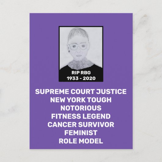 RBG RIP Ruth Bader Ginsburg Tribute Briefkaart (Voorkant)