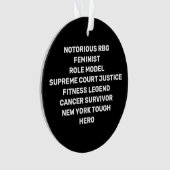 RBG RIP Ruth Bader Ginsburg Tribute op zwart Ornament (voorkant)