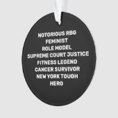 RBG RIP Ruth Bader Ginsburg Tribute op zwart Ornament (voorkant)