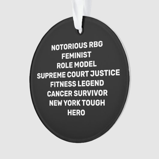 RBG RIP Ruth Bader Ginsburg Tribute op zwart Ornament (voorkant)