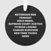 RBG RIP Ruth Bader Ginsburg Tribute op zwart Ornament (voorkant)