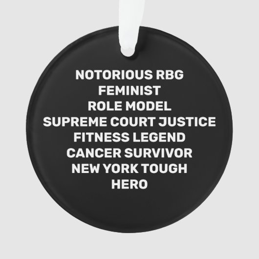 RBG RIP Ruth Bader Ginsburg Tribute op zwart Ornament (voorkant)