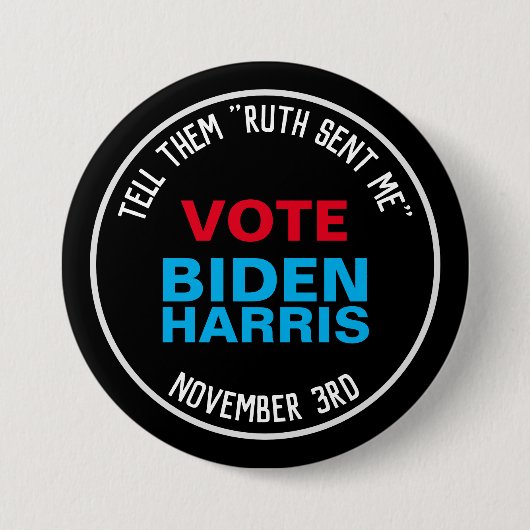 RBG Ruth ZENDT me BIDEN HARRIS 2020 Ronde Button 7,6 Cm (Voorkant)
