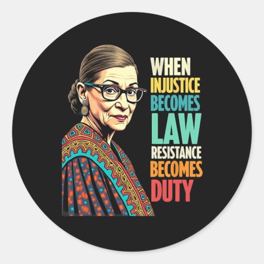 Rbg wanneer onrecht wet verzet wordt ronde sticker (Voorkant)