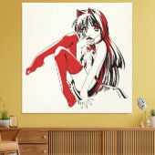 RBP, Neko de Sexy Anime Cat Girl Furry Canvas Afdruk (Insitu (Woonkamer))