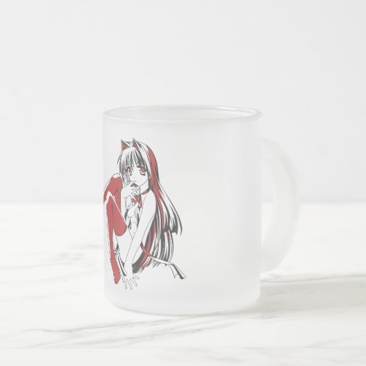 RBP, Neko de Sexy Anime Cat Girl Furry Matglas Koffiemok (Voorkant rechts)