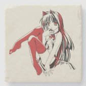 RBP, Neko de Sexy Anime Cat Girl Furry Stenen Onderzetter (Voorkant)