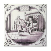 RBT01 Delft Biblical Manganese Red Ceramic Tile Tegeltje (Voorkant)