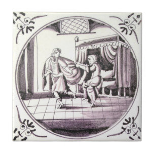 RBT01 Delft Biblical Manganese Red Ceramic Tile Tegeltje