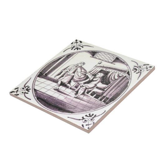 RBT01 Delft Biblical Manganese Red Ceramic Tile Tegeltje (Zijkant)