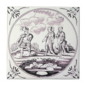 RBT02 Delft Biblical Manganese Red Ceramic Tile Tegeltje (Voorkant)