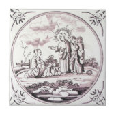 RBT03 Delft Biblical Manganese Red Ceramic Tile Tegeltje (Voorkant)