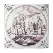 RBT05 Delft Biblical Manganese Red Ceramic Tile Tegeltje (Voorkant)