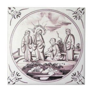 RBT05 Delft Biblical Manganese Red Ceramic Tile Tegeltje