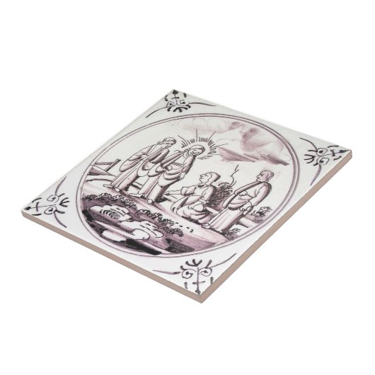 RBT05 Delft Biblical Manganese Red Ceramic Tile Tegeltje (Zijkant)