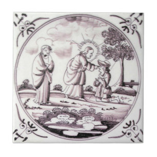 RBT06 Delft Biblical Manganese Red-Tegel Tegeltje