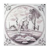 RBT08 Delft Biblical Manganese Red Ceramic Tile Tegeltje (Voorkant)
