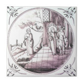 RBT09 Delft Biblical Manganese Red Ceramic Tile Tegeltje (Voorkant)