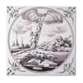 RBT11 Delft Biblical Manganese Red Ceramic Tile Tegeltje (Voorkant)