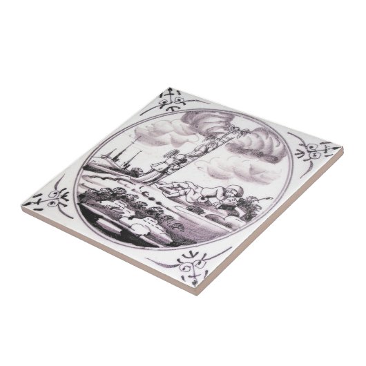 RBT11 Delft Biblical Manganese Red Ceramic Tile Tegeltje (Zijkant)