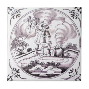 RBT12 Delft Biblical Manganese Red Ceramic Tile Tegeltje