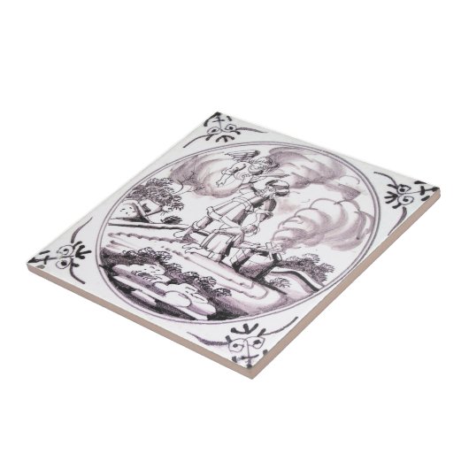 RBT12 Delft Biblical Manganese Red Ceramic Tile Tegeltje (Zijkant)