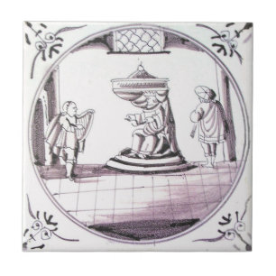 RBT16 Delft Biblical Manganese Red Ceramic Tile Tegeltje