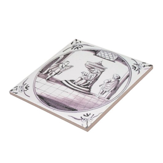 RBT16 Delft Biblical Manganese Red Ceramic Tile Tegeltje (Zijkant)