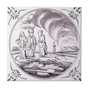 RBT17 Delft Biblical Manganese Red-keramische tege Tegeltje