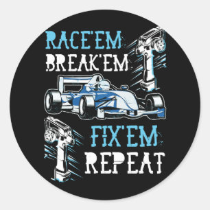 RC Car Remote Control Racing Race die ze breken Ronde Sticker