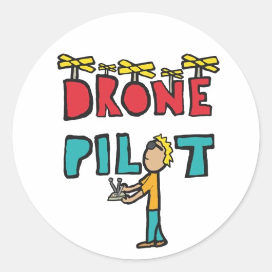 RC Drone Pilot Ronde Sticker (Voorkant)