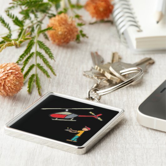 RC Model Helikopter vliegen Sleutelhanger (Zijkant)