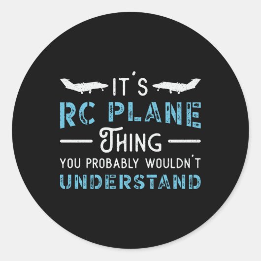 RC Plane Het is RC Plane Thing Pilot Grappige RC V Ronde Sticker (Voorkant)