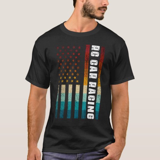 RC Racing Amerikaanse Vlag Afstandsbediening Radio T-shirt (Voorkant)