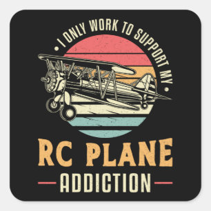RC Vliegtuigverslaving Vliegtuig Vliegtuig RC Vlie Vierkante Sticker