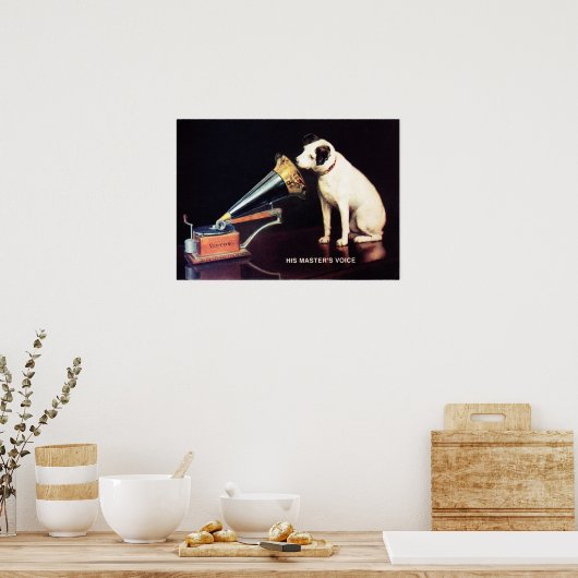 RCA Victor Zijne Masters Voice of Francis Barraud Poster (Keuken)