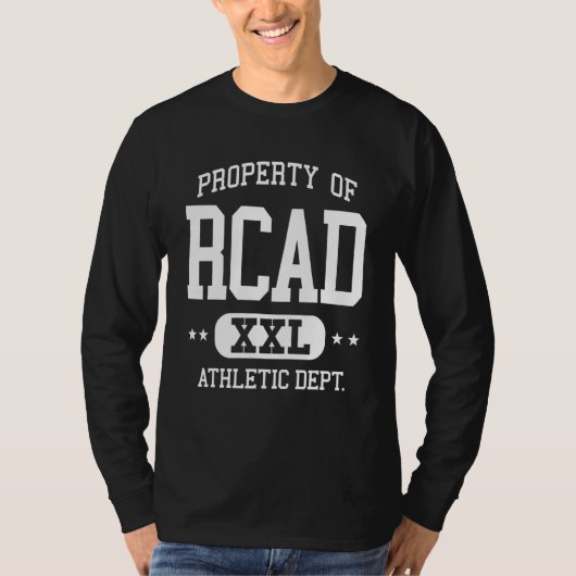 RCAD Retro Afdeling Atletiek Eigendommen T-shirt (Voorkant)