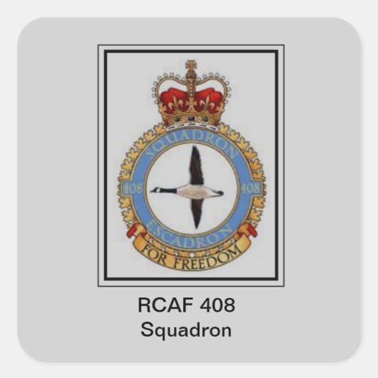 RCAF 408 VIERKANTE STICKER (Voorkant)