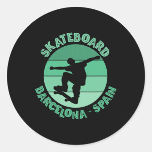 Rcelona Skateboarder Urn Skaten  Ronde Sticker