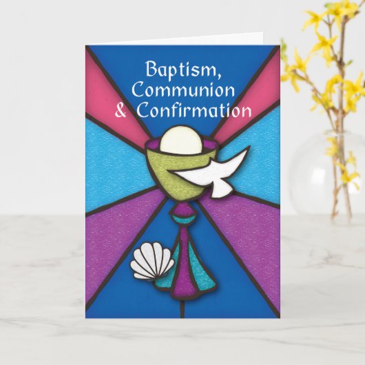 RCIA Baptisme Commune and Confirmation Congrat S Kaart (Gele Bloem)