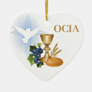 RCIA Gelukgewenste Katholieke Sacrament Symbolen Keramisch Ornament
