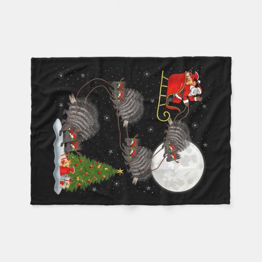 Rcune Santa Sleigh Flying Funny Magical Christmas  Fleece Deken (Voorkant (Horizontaal))