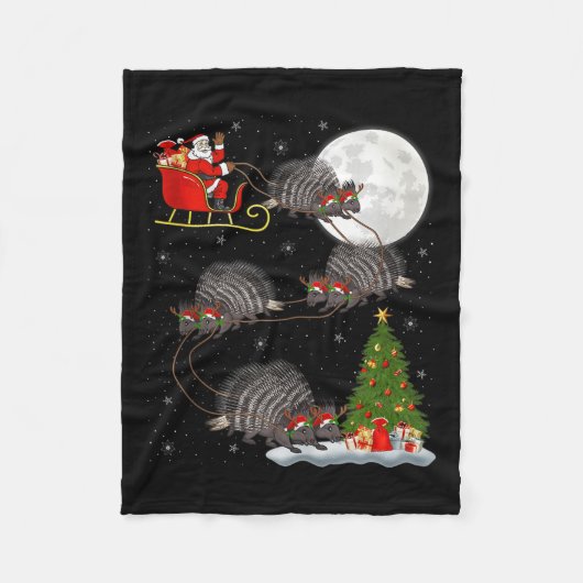 Rcune Santa Sleigh Flying Funny Magical Christmas  Fleece Deken (Voorkant)