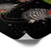 Rcune Santa Sleigh Flying Funny Magical Christmas  Poster (Hoek)