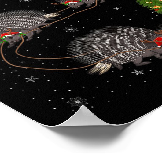 Rcune Santa Sleigh Flying Funny Magical Christmas  Poster (Hoek)