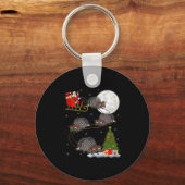 Rcune Santa Sleigh Flying Funny Magical Christmas Sleutelhanger (Voorkant)